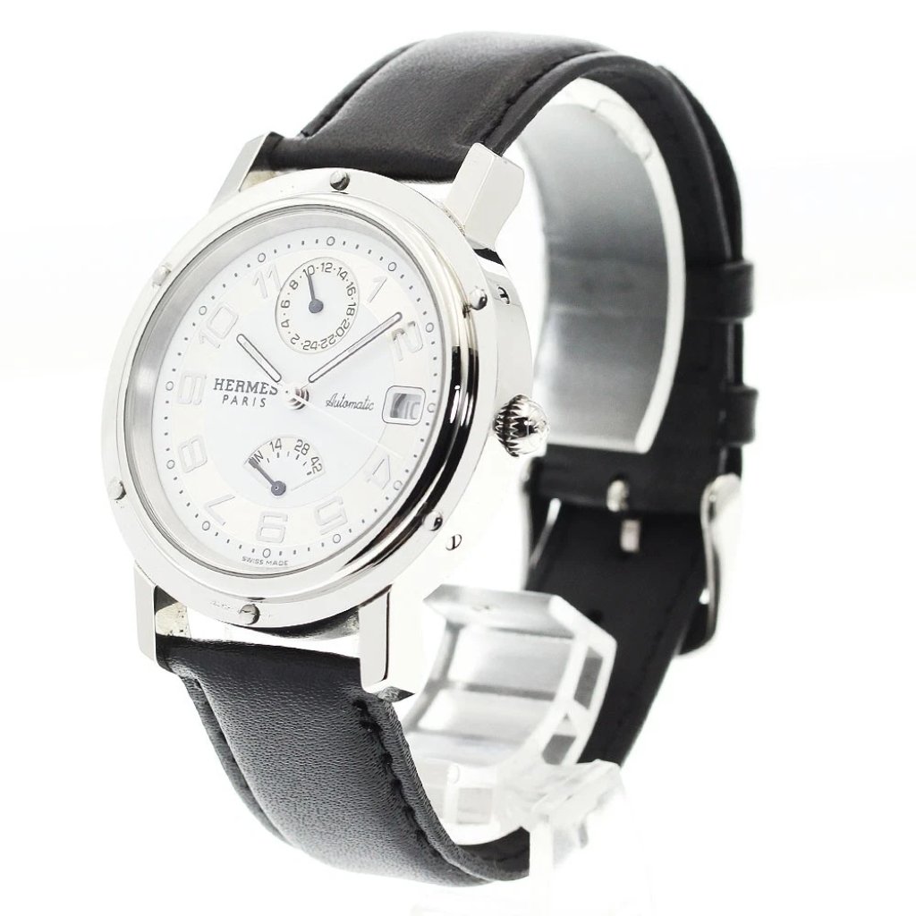 Hermes Clipper Cl2810 Date White  Silver Dial Automatic Mens Watch893159